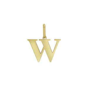 14K Yellow Gold Initial W Charm Pendant