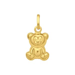 14K Yellow Gold Polished Teddy Bear Charm Pendant