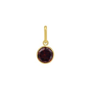 14K Yellow Gold Round Garnet Charm Pendant
