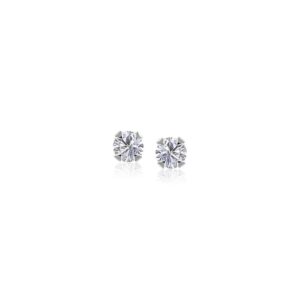 14k White Gold White Cubic Zirconia Stud Earrings(2mm)